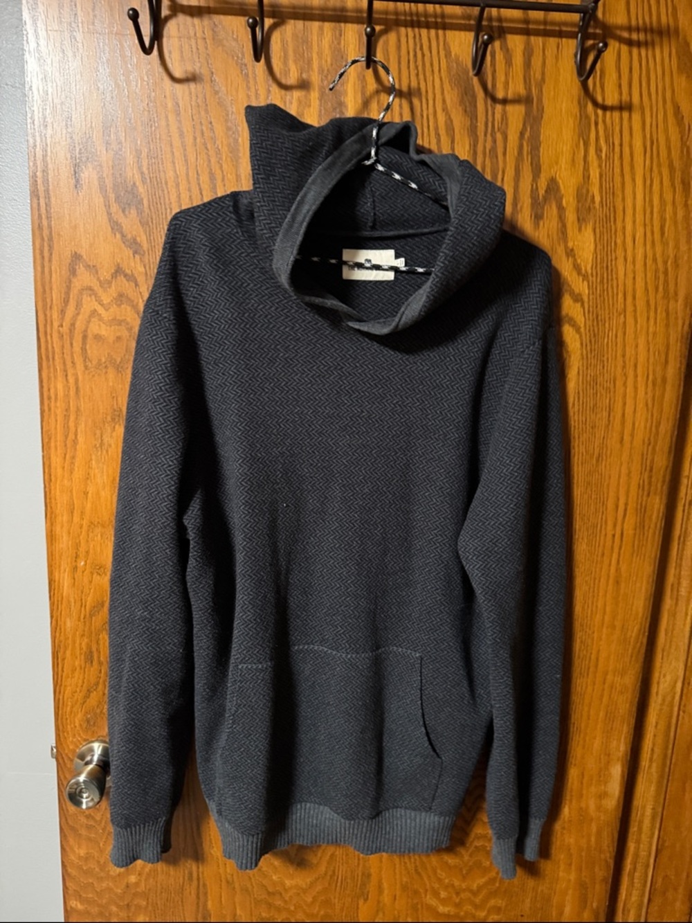 The Normal Brand Men's Charcoal V-Neck Hooded Sweater